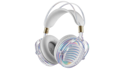 Sleek iridescent headphones provide premium audio experience for listeners