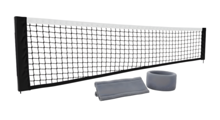 SPORT - Black portable badminton or tennis net set with gray straps, perfect for backyard sports and outdoor activities