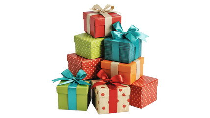 Obraz premium Colorful gifts stacked high ready for celebration and happy holidays
