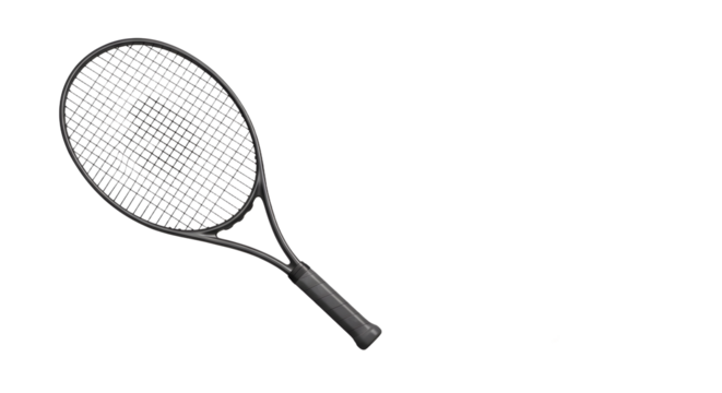 SPORT - Black tennis racket isolated on white background, tennis equipment for sport and fitness