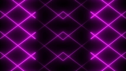 Glowing neon light animation on black screen. Abstract glowing neon lights blinking lines illustration.