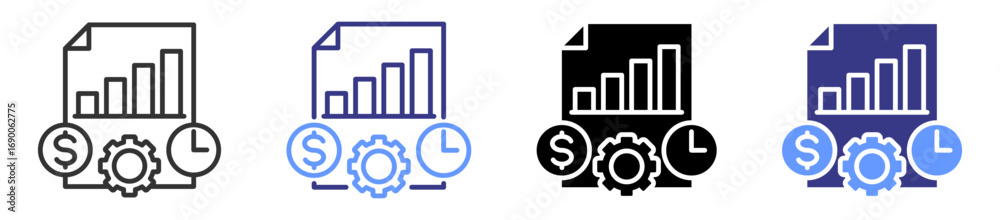 Wall mural frame work icon set multiple style