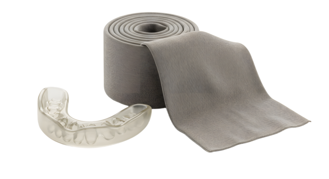 SPORT - Orthodontic dental retainer with roll of gray dental tape for teeth alignment and oral care, perfect for orthodontics and dental hygiene