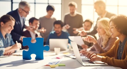 Diverse Business Team Collaborating on a Solution.