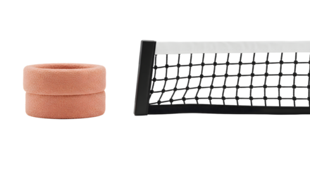 SPORT - Tennis racket strings and vibration dampener isolated on white background perfect for sports and tennis equipment visuals