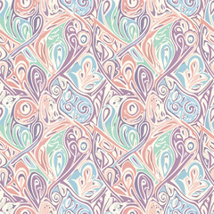 Seamless pastel vector pattern with abstract floral elements and organic shapes, patern seamless, royalty stock.