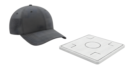 SPORT - Gray baseball cap with adjustable strap and white camera focusing screen isolated on white background, perfect for apparel and photography concepts