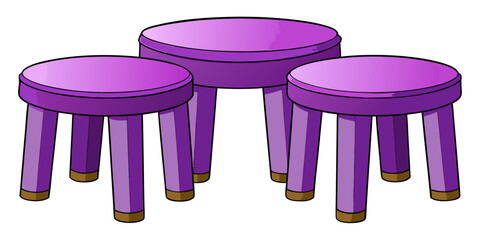 Dark purple simple and unique cartoon style modern empty comfortable stools for baby isolated on white background vector illustration.
