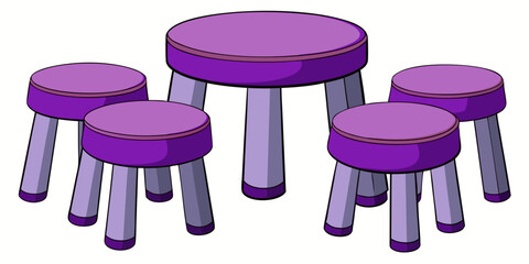 Dark purple simple and unique cartoon style modern empty comfortable stools for baby isolated on white background vector illustration.