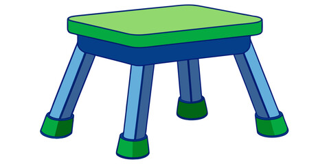 Blue green simple and unique cartoon style modern empty comfortable stools for baby isolated on white background vector illustration.