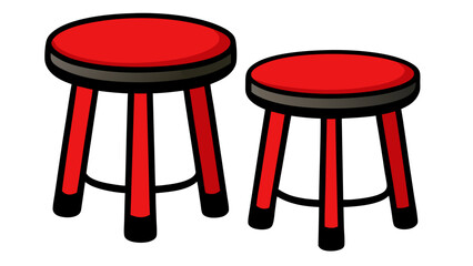 Red simple and unique cartoon style modern empty comfortable stools for baby isolated on white background vector illustration.