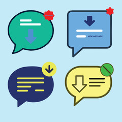 Message Chat Bubble Icons Set with Notifications