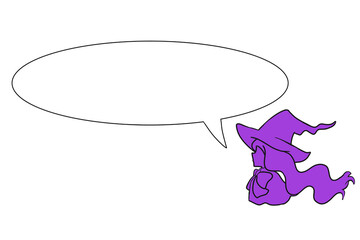Halloween witch speech bubble silhouette simple illustration
ハロウィン　魔女　横顔　シルエット　吹き出し
イラスト