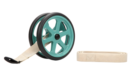 SPORT - Vintage film reel with partially unspooled film strip isolated on white background, perfect for media and cinema projects