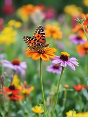 Obraz premium A butterfly on a flower in a field