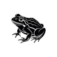 Black and white illustration of a frog in a clean vector style silhouette vector