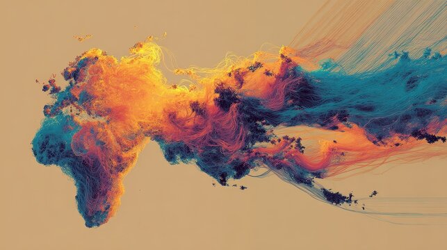 Globalization impact analysis theme side view changing societies futuristic tone vivid. 