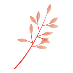 Delicate Branch with Translucent Peach-Colored Leaves Thin Stem.