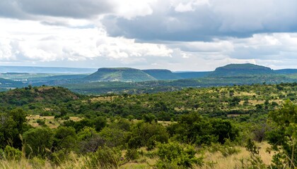 Obraz premium Scenic landscape view of hills and valleys