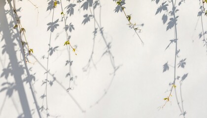 Vine Shadows on a White Wall Nature Background Minimalist Aesthetic