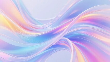 Obraz premium Abstract Flowing Translucent Ribbons in Pastel Pink Blue and Yellow, Smooth Gradients and Glossy Textures on Light Background