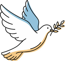 Minimalist White Dove with Olive Branch – Peace Symbol Pastel Vector Illustration