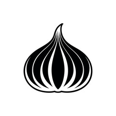 Abstract stylized onion shape with bold black lines on a white background silhouette vector