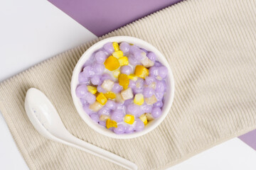 Coconut dumplings (Bua Loi) on a cloth, dessert