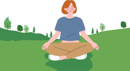 Woman Meditating Outdoors in Nature