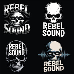 Fototapeta premium Skulls with rebel sound text sound wave graphic