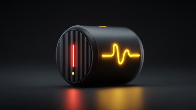 Black alarm clock with red light representing automated signal planner icon concept for ai message frequency management - Powered by Adobe