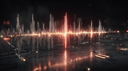 Fototapeta premium Vibrant sound wave visualization representing audio frequencies and dynamic rhythms in modern digital media technology