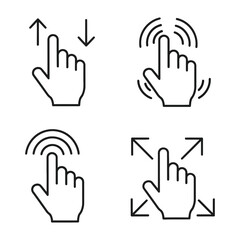 Obraz premium Hand gesture icon set isolated on white background