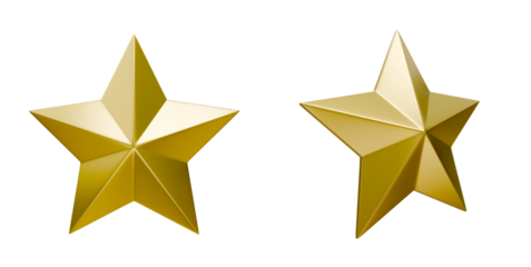 3D render golden star icon award rating shiny