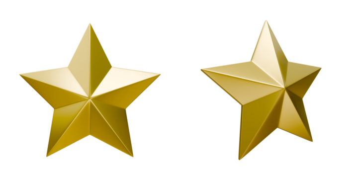 3D render golden star icon award rating shiny