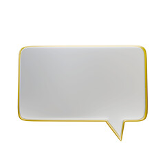 3D render silver golden speech bubble chat frame icon