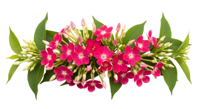Vibrant red flowers and green leaves arrangement centered on a dark backdrop transparent background - Powered by Adobe