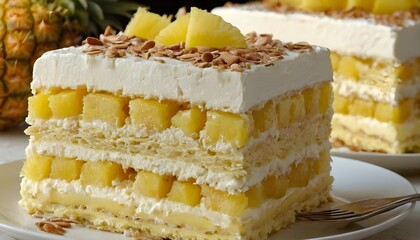 pineapple icebox cake on a plate