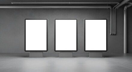 Blank Advertising Panels in Industrial Setting.