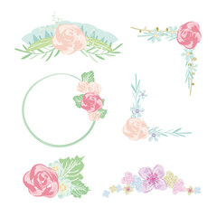 紫とピンクの小花のフレームセット