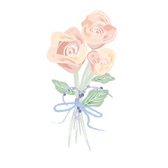 3本のピンクのバラのブーケ