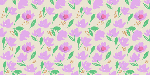 Seamless floral pattern with pink flowers vector design for wallpaper and decoration