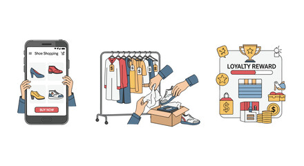 Seamless online shopping experience with loyalty rewards and stylish shoe selections, Generative AI.