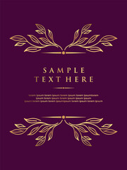 Elegant Gold Leaf Frame with Sample Text on a Deep Purple Background