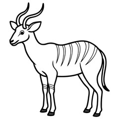 White Saola Vector Line Art