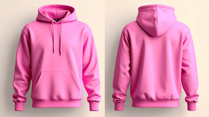 Pink Hoodie Mockup Front and Back Views for Design Presentation