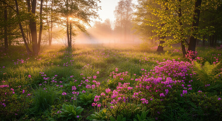 Obraz premium sunrise in the forest