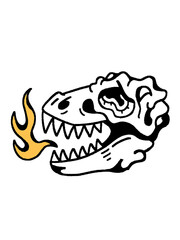 Fototapeta premium Dinosaur skull illustration breathing fire