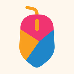 A colorful graphic icon cleverly designed to look like both a computer mouse and an acorn.