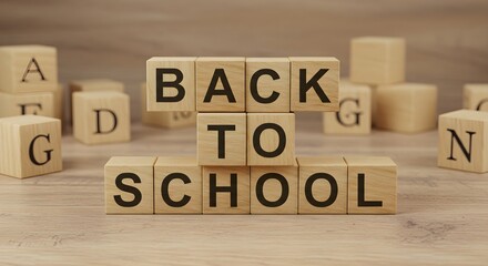 Wooden blocks spelling "Back to School" on a table.